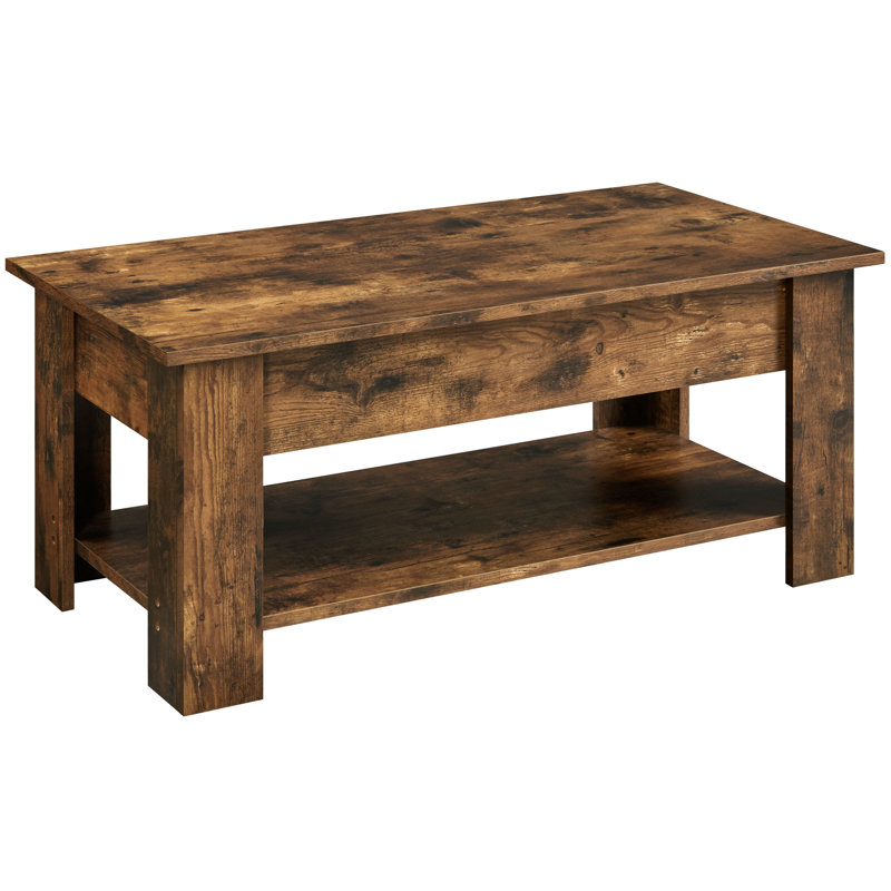 Ajeem Rectangular Lift Top Coffee Table with Storage, 19.5" H x 47.5" L x 23.5" W, Rustic Brown