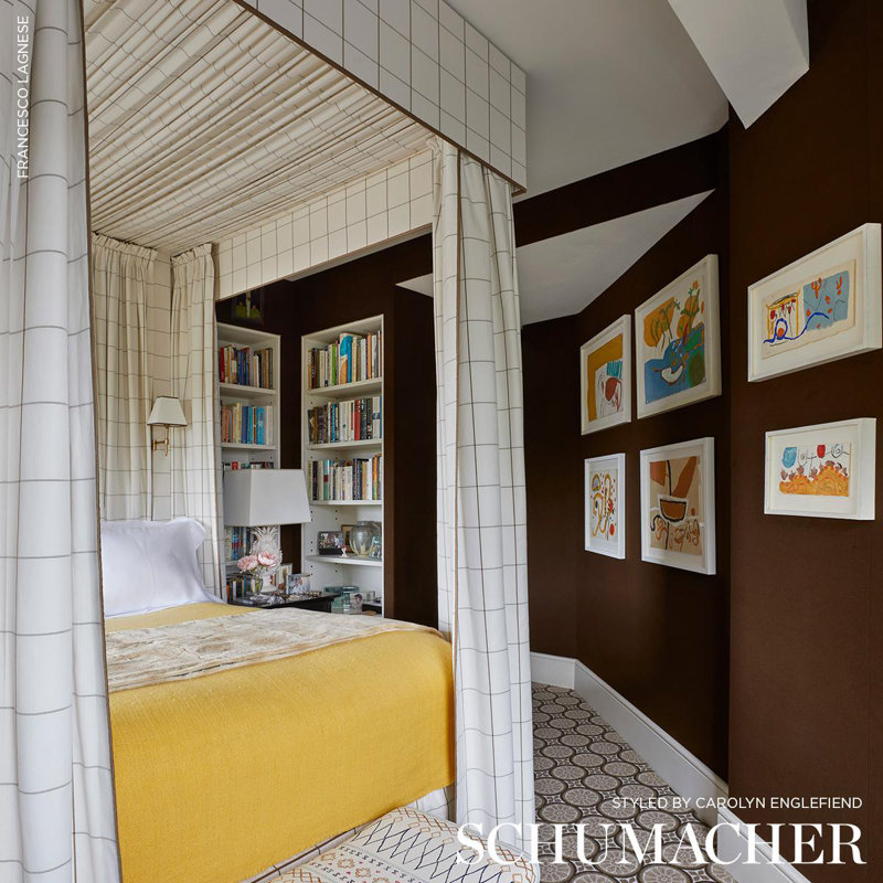 Schumacher x Veere Grenney Woodman Check Fabric, Berber Brown