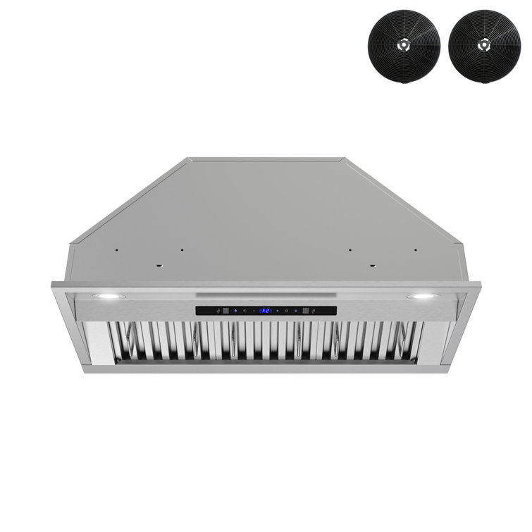 Streamline 34 In. T-11791-1-CL Formia Convertible Insert 350 CFM Range Hood In Brushed Stainless Steel With Baffle Filters, Touchpad Control, LED Lights