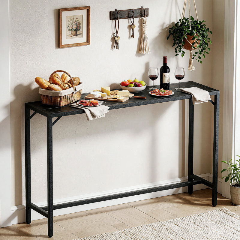Bar Table, 63" indoor/ourdoor Counter Height Table, High Top Furniture W/ Hdpe Top, E-coating & Hammer-finish Frame, Adjustable Foot, All Weather For Hot Tub,balcony,poolside,kitchen(black)