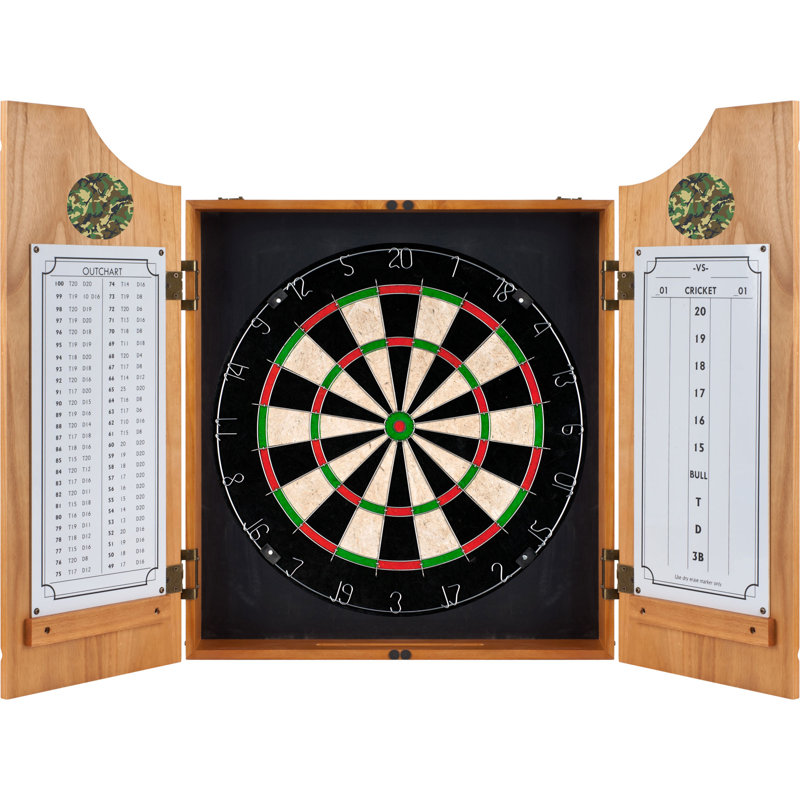 Cabinet de jeu de fléchettes en bois hunt camo