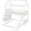 Lit simple au-dessus d'un lit superposé avec glissade, lit blanc, lit d'appoint, blanc et nuits confortables-1473728737