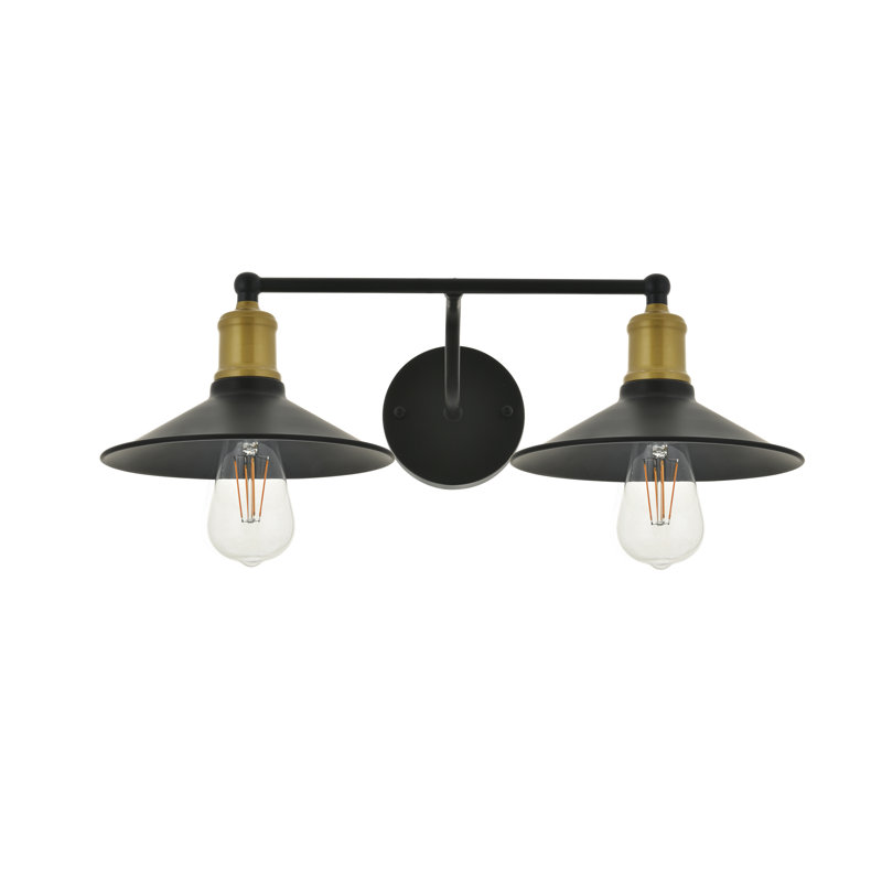 Elborough 3 - Light Bath Sconce, 5.8" H x 20.9" W x 20.9" D, 2 Lights, Black/Brass