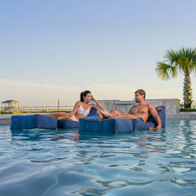 Big Joe Lux Sealander Pool Float And Patio Chair, Harbor Blue, Premier Mesh, Durable Uv Protected Polyester Blend, No Inflation Needed