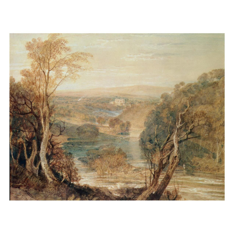 La rivière Wharfe avec une vue lointaine de la tour Barden par Joseph Mallord William Turner - Impression Giclée