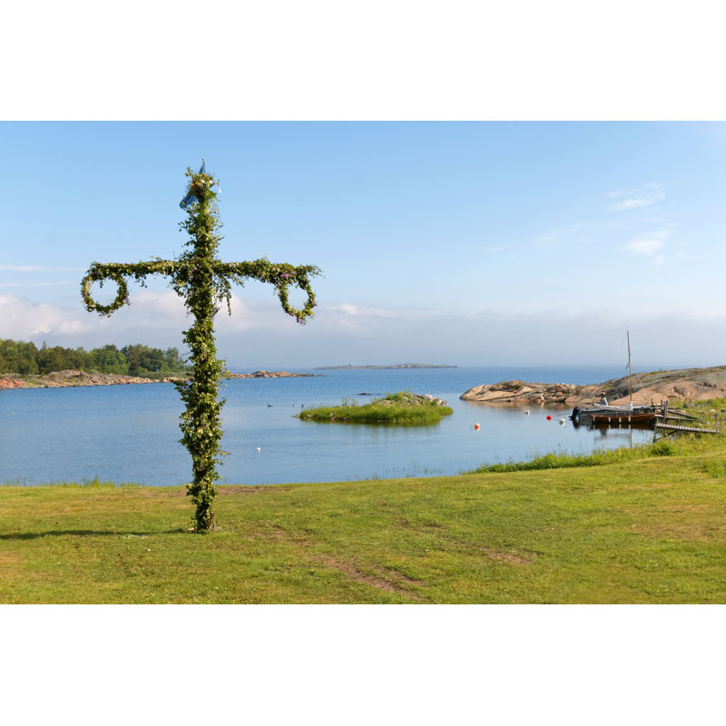 Maypole And The Swedish Archipelago by HasseChr - Wrapped Canvas Print, 20cm H x 30cm W