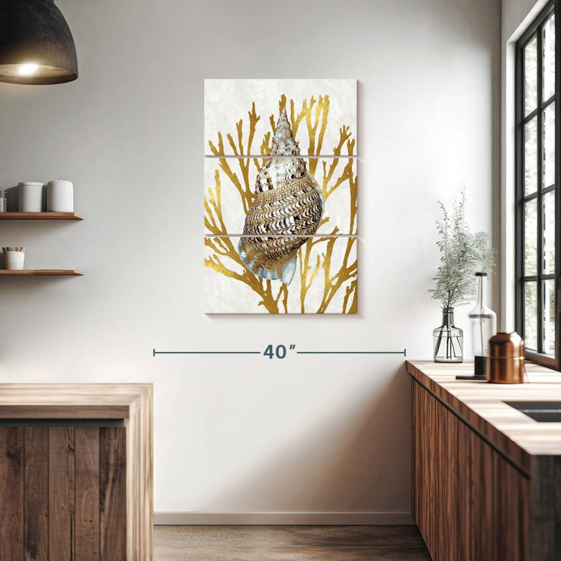 Aletra coquillage corail doré I, H 38 po x l 24 po