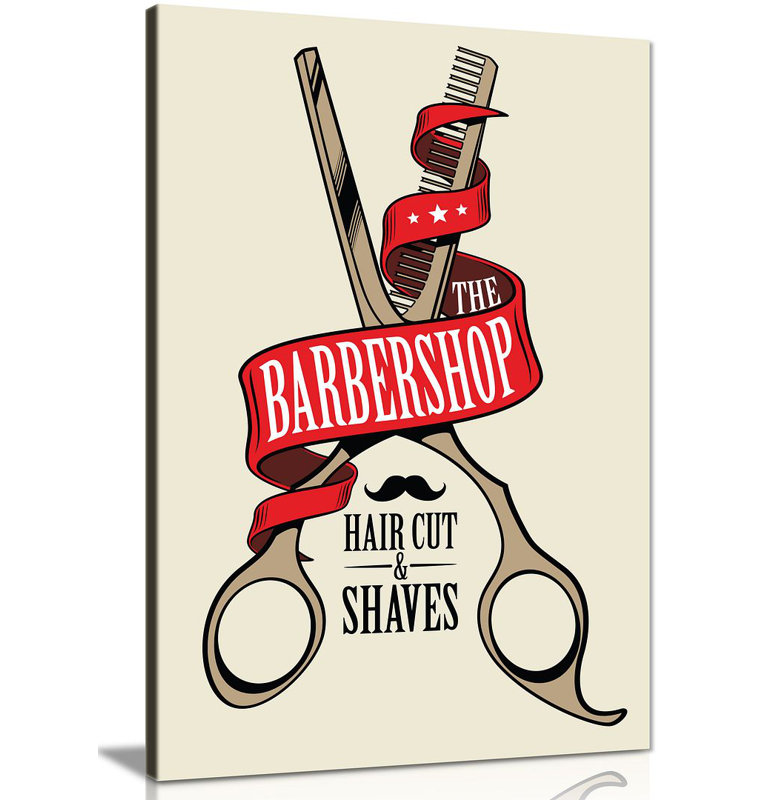 Barber Shop Decor Scissors 1 Piece Wrapped Canvas Wall Art, 46cm H x 30cm W