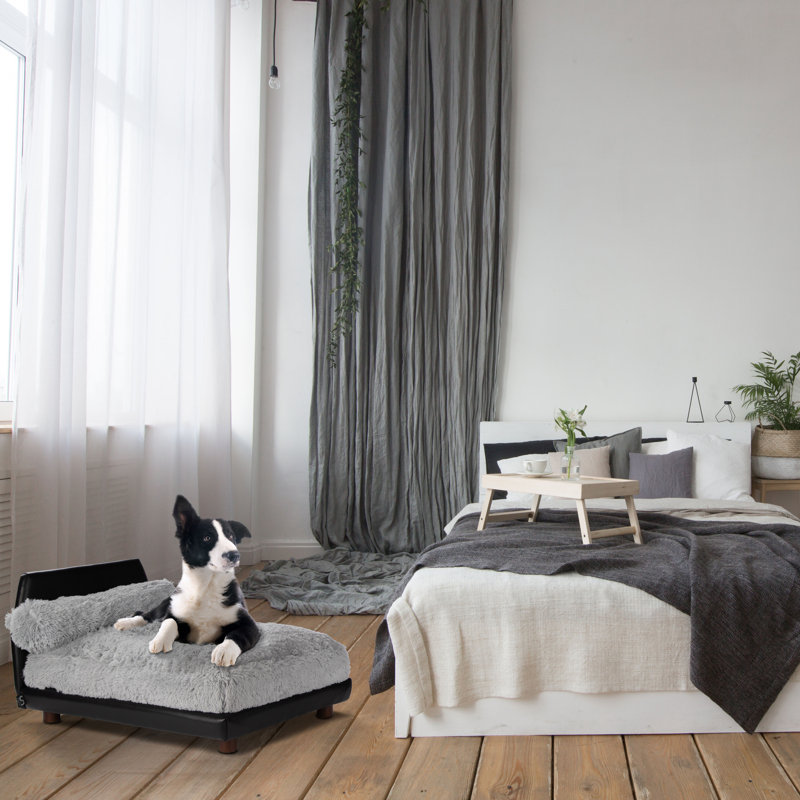 Lit orthopédique pour animaux Mid-Century, gris, Grand (H 18 po x l 24 po x P 36 po)