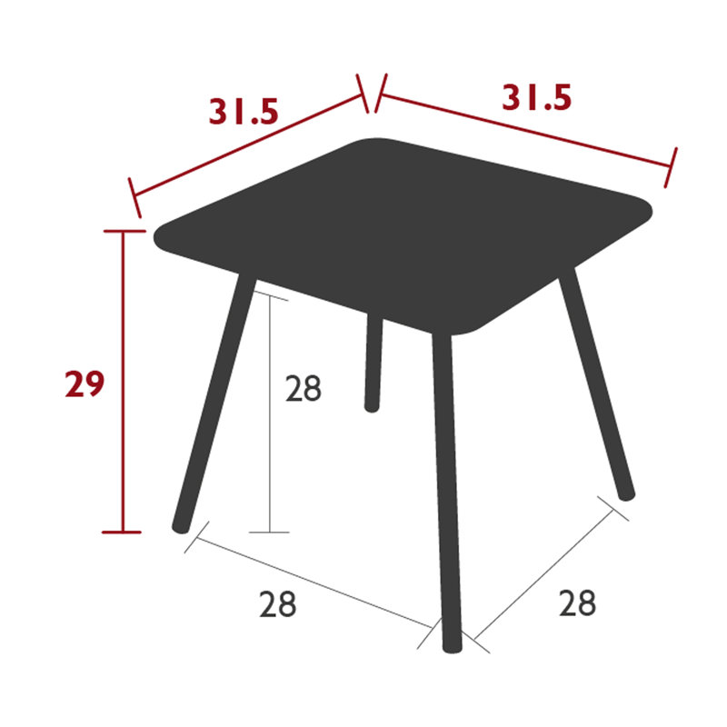 Luxembourg Outdoor Square Dining Table, Acapulco Blue, 18.5" H x 22" L x 22" W