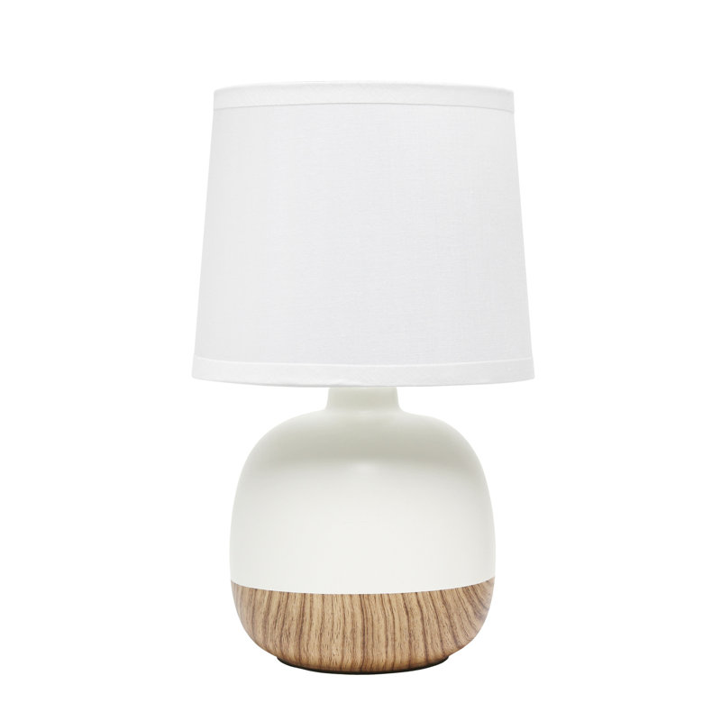 Petite Mid Century Table Lamp, Brown, White