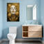 Plantes et fleurs tulipes dorées entourant un visage blanc serein-305124785