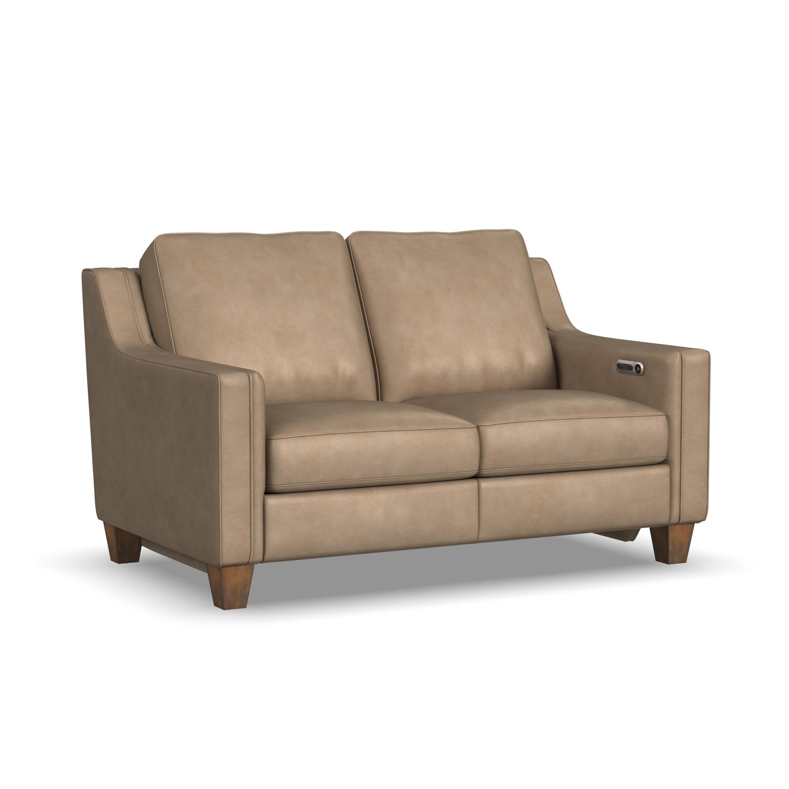Finnegan Power Reclining Semi-Aniline Leather Loveseat, Cream
