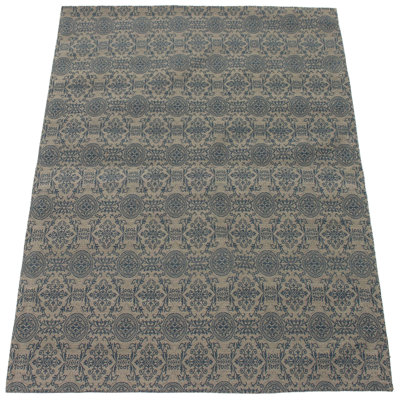 Tapis oriental gris foncé / bleu marine touffeté à la main Haverhille
