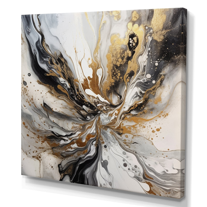 «Maja Artwork with Swirls Marble II», reproduction sur toile, H 30 po x l 30 po x P 1 po, Toile tendue