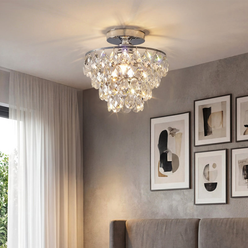 Crystal Semi Flush Mount, Chrome