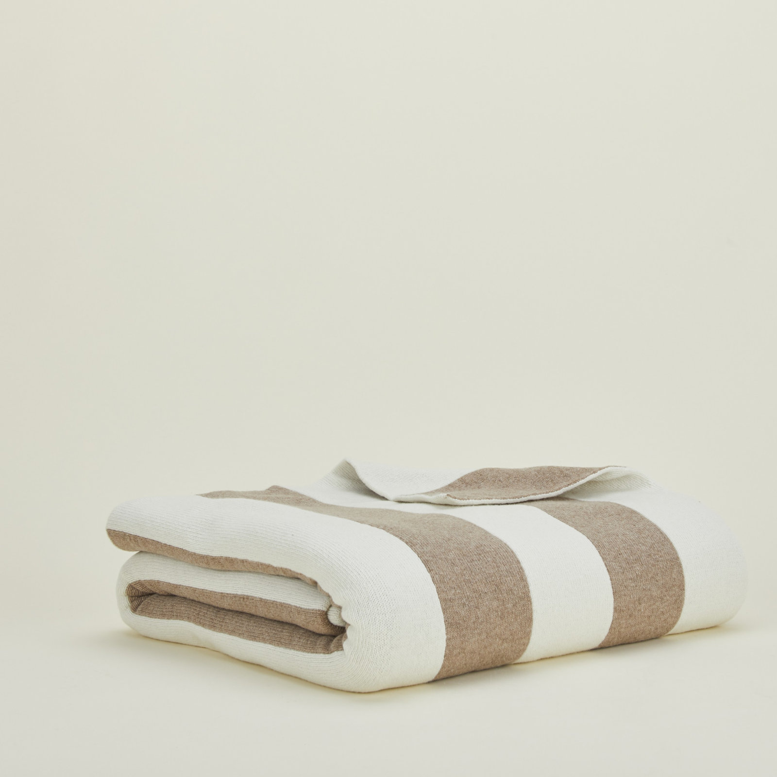 Simple Striped Throw Blanket, Ivory/Flax