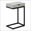 Table d'appoint en forme de C avec tiroir de rangement, plateau en stratifié gris et structure en métal noir pour une vie moderne-1603988907-1603988906