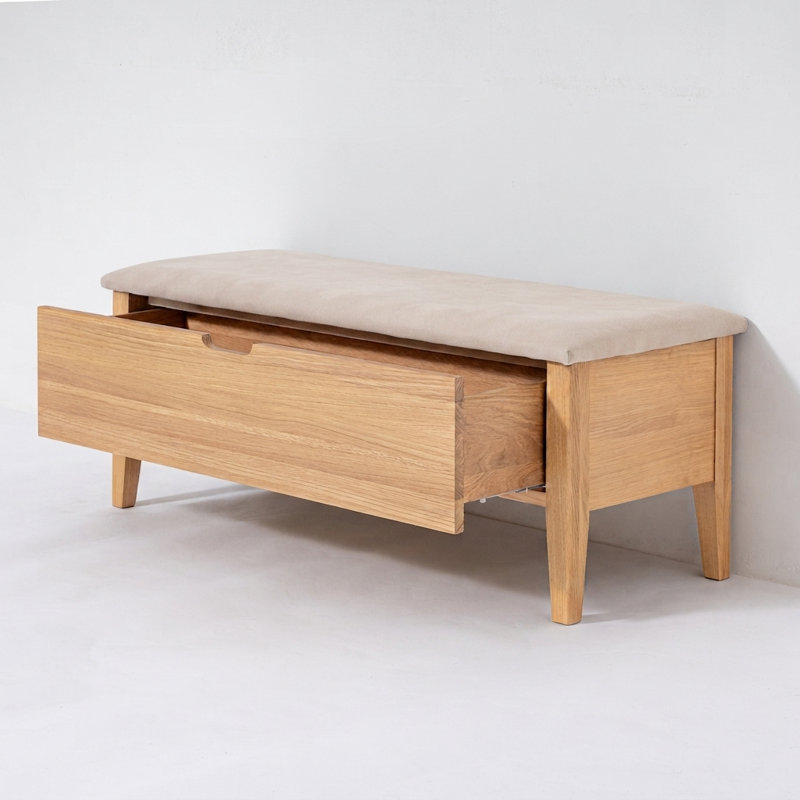 Banc Oslo en chêne blanc américain de 43 po – Tissu Riely