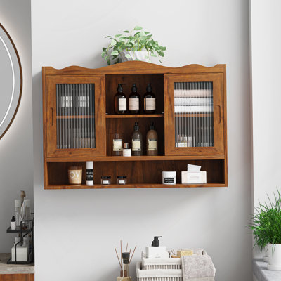 Armoire coulissante rétro à 2 portes avec trois niveaux d'espace de rangement, idéale pour les salles de bain, les cuisines, les salles à manger et les petits espaces