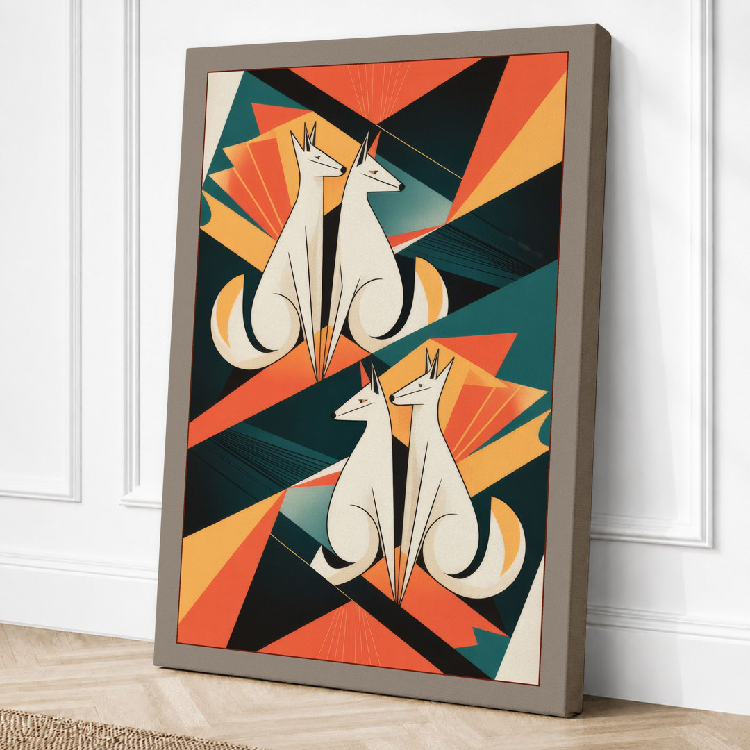 Symmetrical Butterflies Art Deco - Wrapped Canvas
