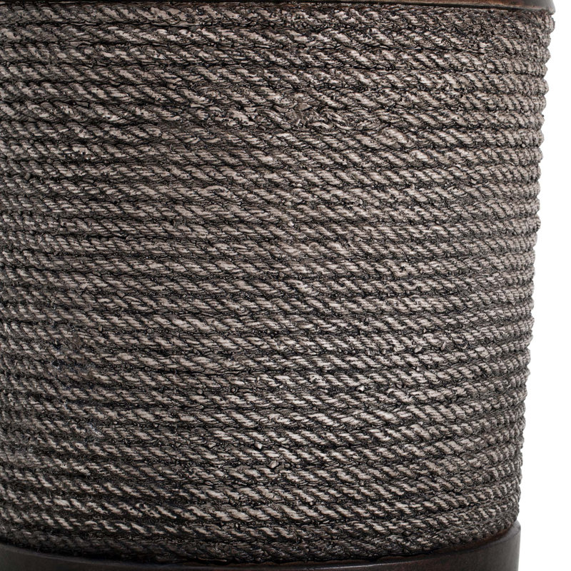 Industrial-Retro MGO Side Table with Simulated Braided Cord & Vintage Trim