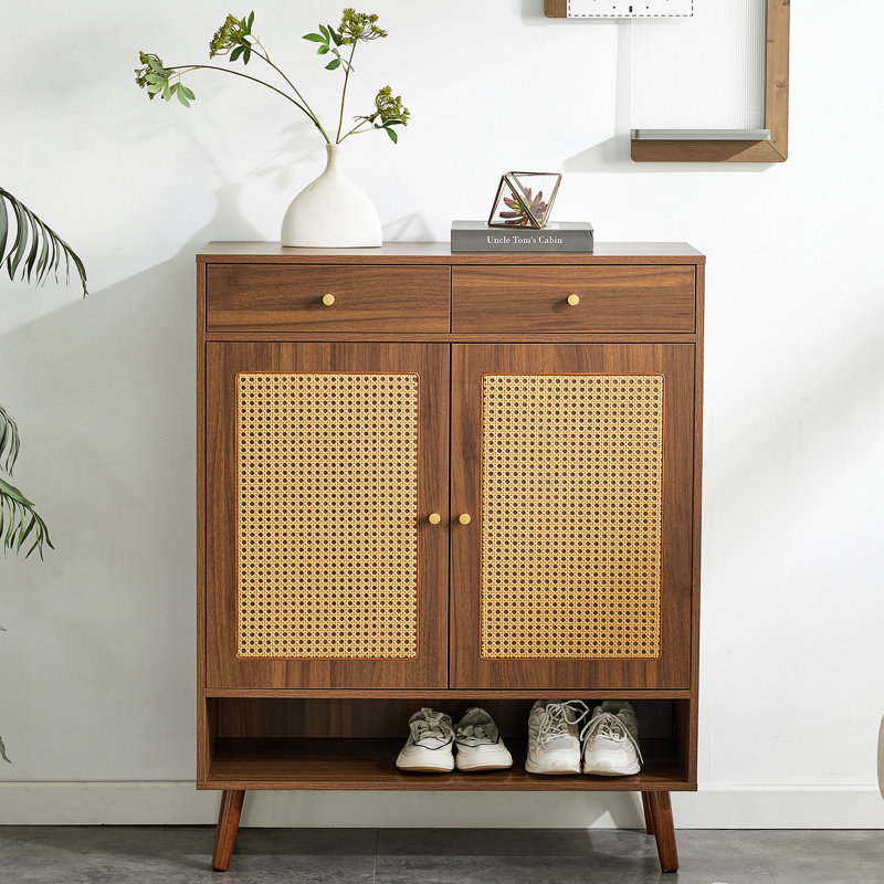 Entryway Shoe Storage Cabinet, Shoe Cabinet With Drawers And Open Shelves, Shoe Storage Organizer For Home