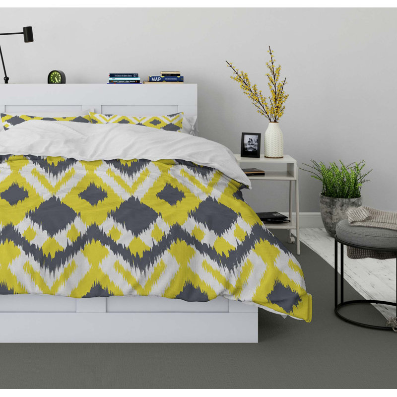 Ikat Polyester Twill Duvet Cover, Queen Duvet Cover + 2 Pillow Cases