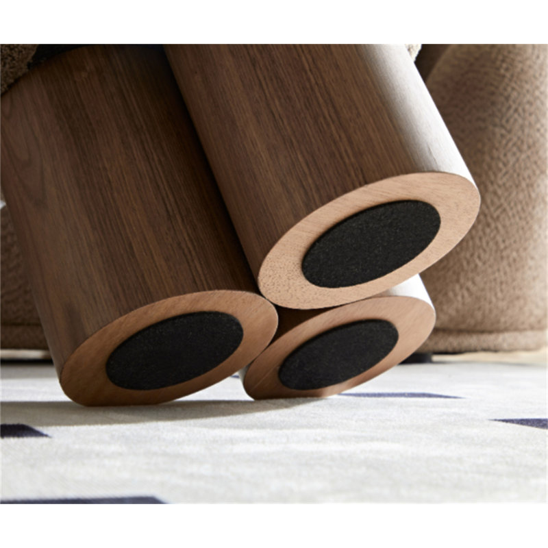 Mushroom Stool, Brown Lamb Wool Seat, Barrel PVC Pipe With Walnut Veneer, Brown, Brown