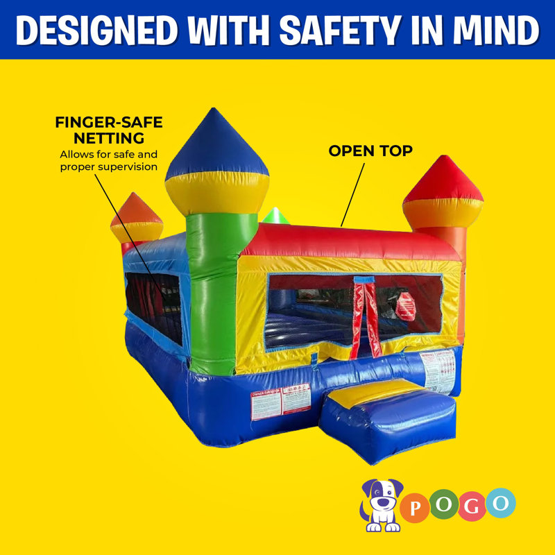 Crossover Junior Rainbow Inflatable Bounce House - 13.5 x 8 x 7 Foot - Inflatable Bouncer House Castle Unit for Toddlers and Small Kids - Indoor Outdoor Party Bounce House With Blower