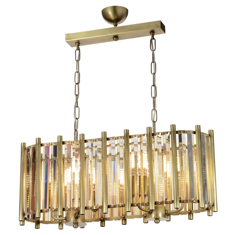 Lustre élégant en cuivre rétro de 29,5 po x 25,6 po x 8,7 po | Corps en métal avec capuchon en cristal, 6 x douilles E14 de 40 W maximum | Design moderne et glamour, parfait pour les hôtels et décoration intérieure élégante