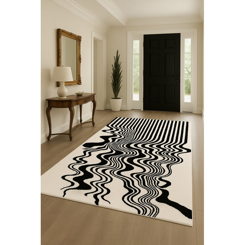 Tapis beige tissé à rayures Mosso, 3 pi 3 po x 4 pi 11 po