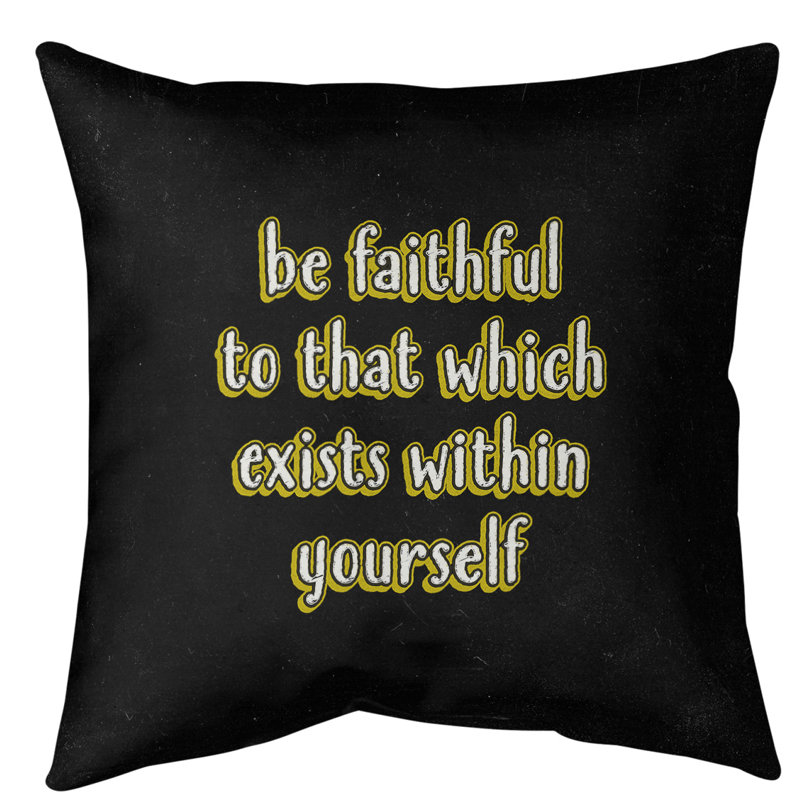 Coussin de sol be loyal to yourself, H 28 po x l 28 po, Jaune