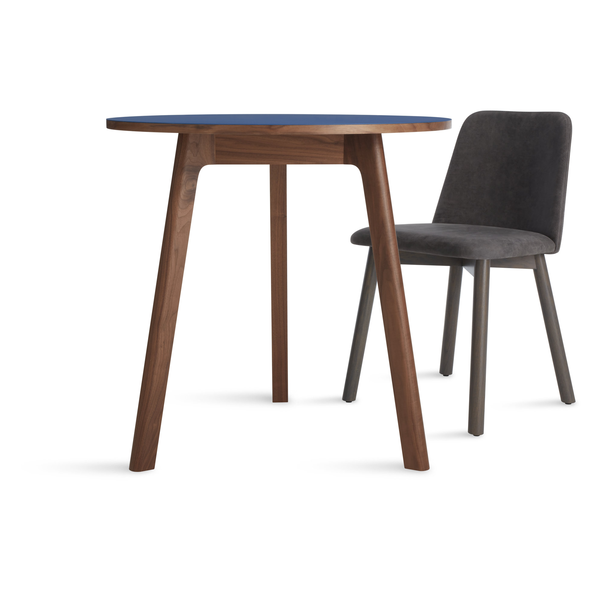 Apt Café Round Dining Table, 30" W x 30" L, Cobalt, Walnut