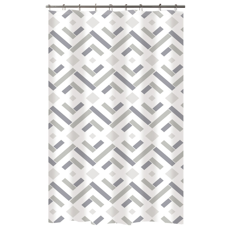 Gray Geometric PEVA Vinyl Shower Curtain, 70" x 72"