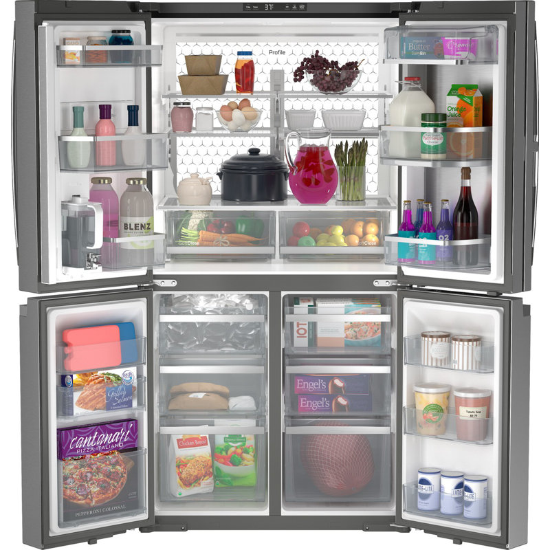 GE Profile™ Series Energy Star Smart 28 Cu. Ft. Fingerprint Resistant Quad-Door Refrigerator