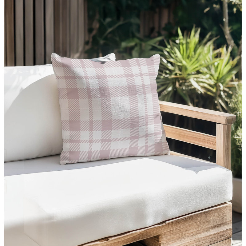 Coussin extérieur Christopher's, H 20 po x l 20 po, Tissu écossais rose 7