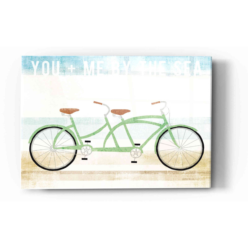 «Beach Cruiser Tandem v2» par Michael Mullan, art mural en verre acrylique, H 12 po x l 16 po x P 0,12 po