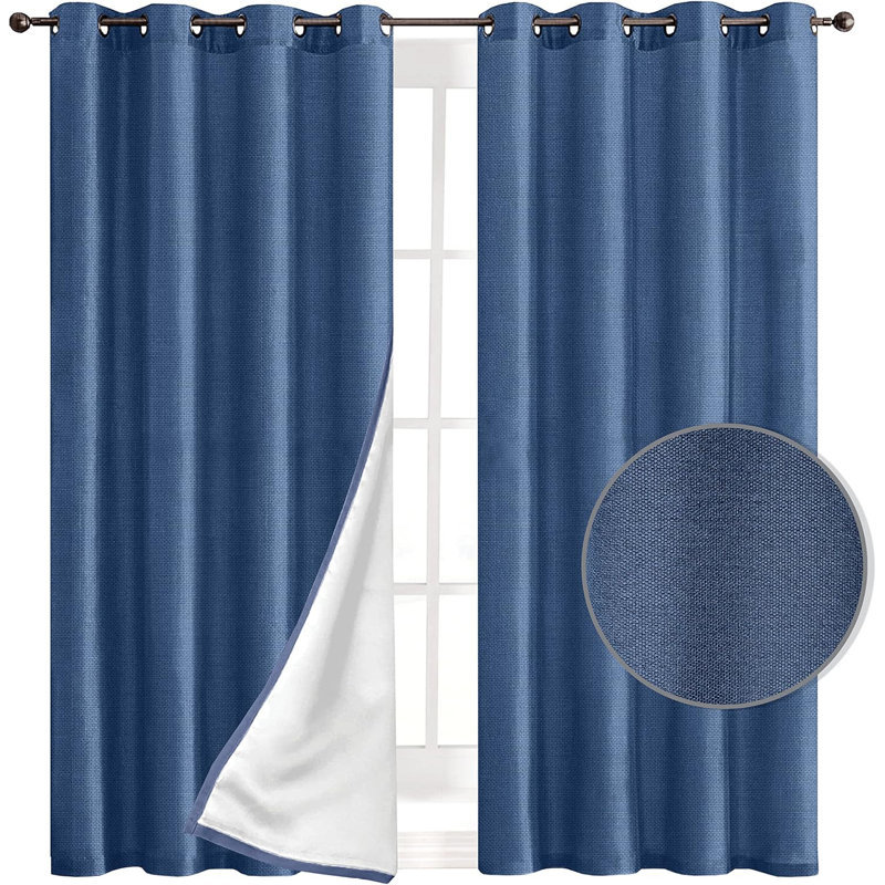 Paire de rideaux occultant en polyester Lenabelle, L 63 po x L 63 po, Bleu marine