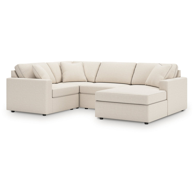 Canapé modulaire 4 pièces avec méridienne Depew, Orienté à gauche (vu de face), Polyester blanc