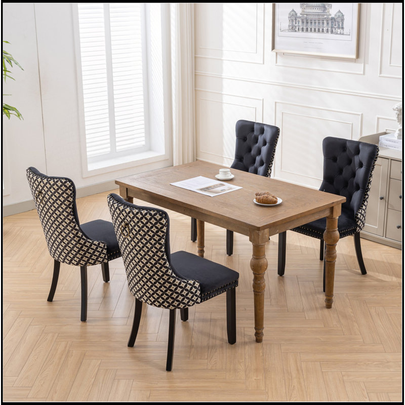 Luxurious Velvet Upholstered Dining Chair Set With High Backrest And Solid Wood Legs, Offering Superior Comfort And Elegant Style.