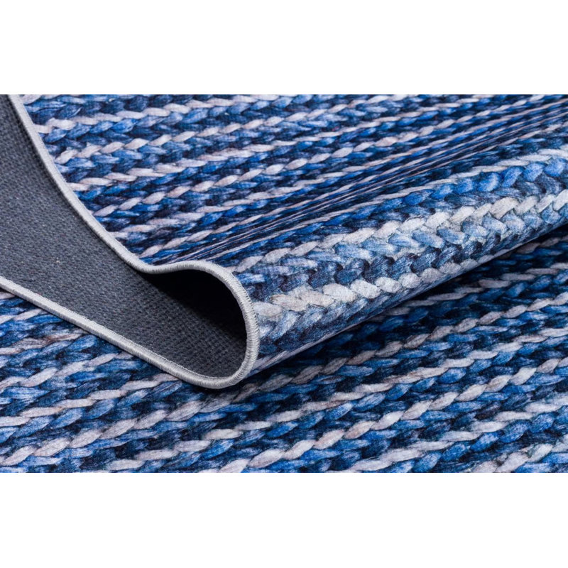 Tapis bleu marine et gris Gabrielle, Rectangle 2 pi 7 po x 4 pi 11 po