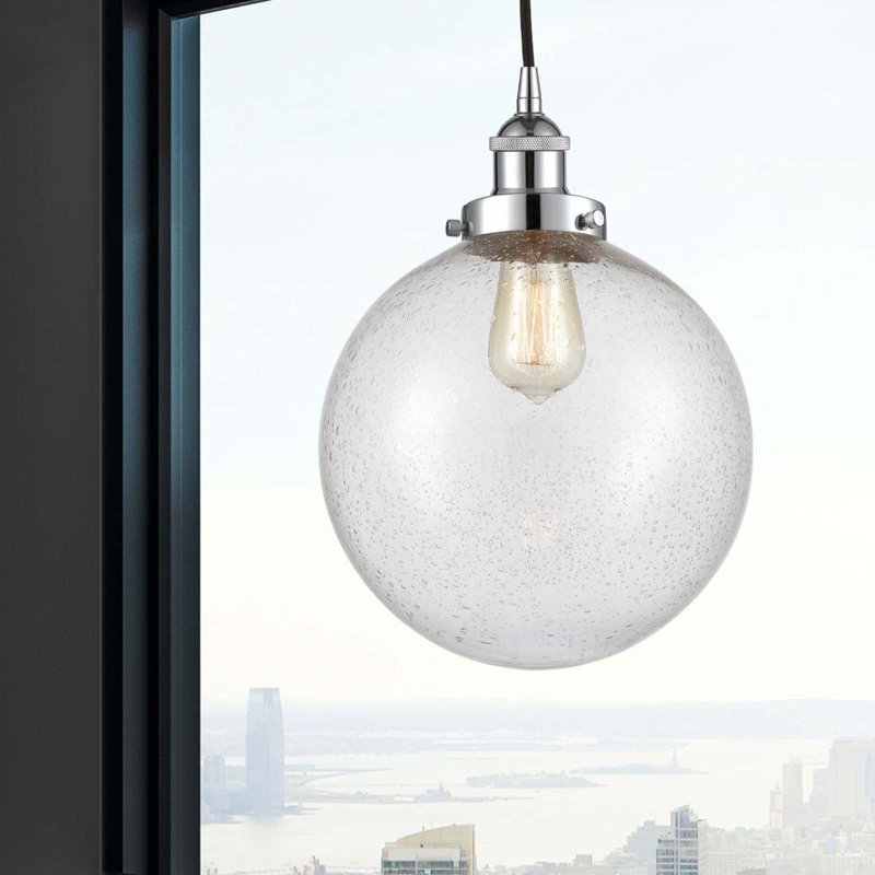 Luminaire suspendu simple à 1 lumière Frederick, Chrome poli