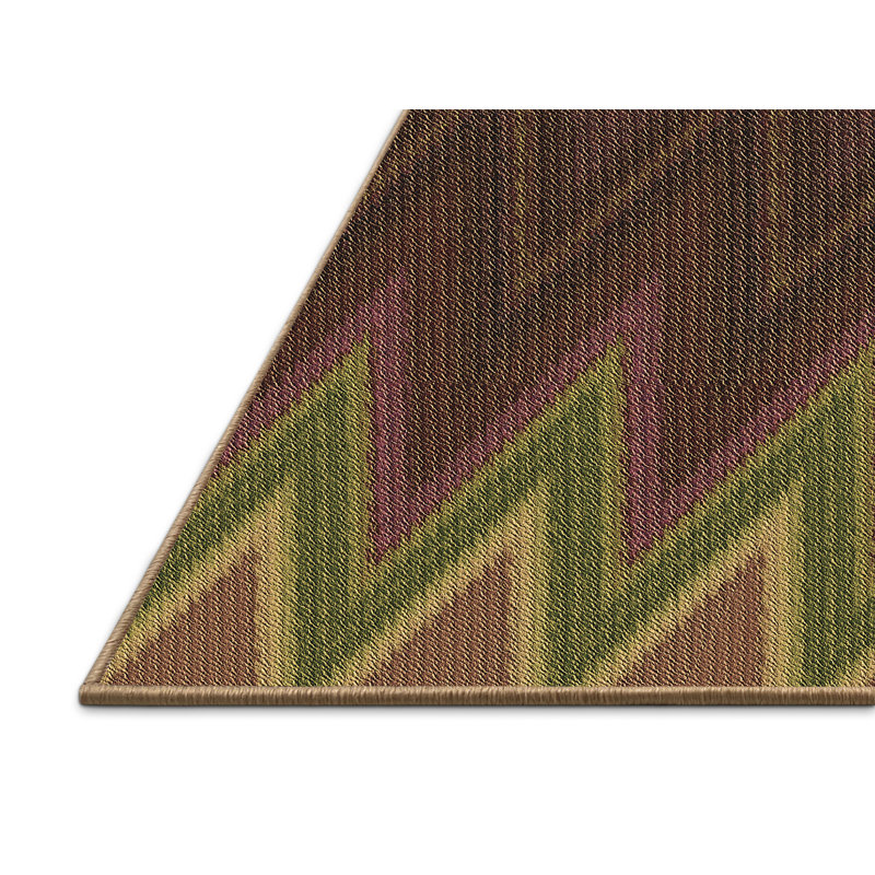 Tapis à chevrons brun / vert forêt, Rectangle 8 pi x 10 pi