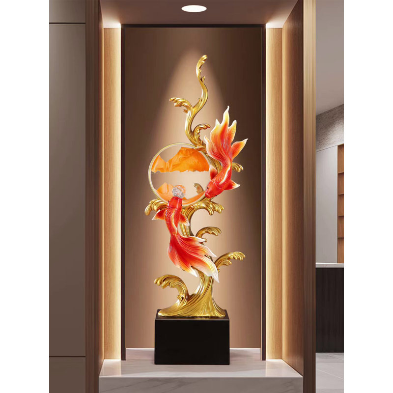 Décor luxueux en résine de poisson feng shui koi