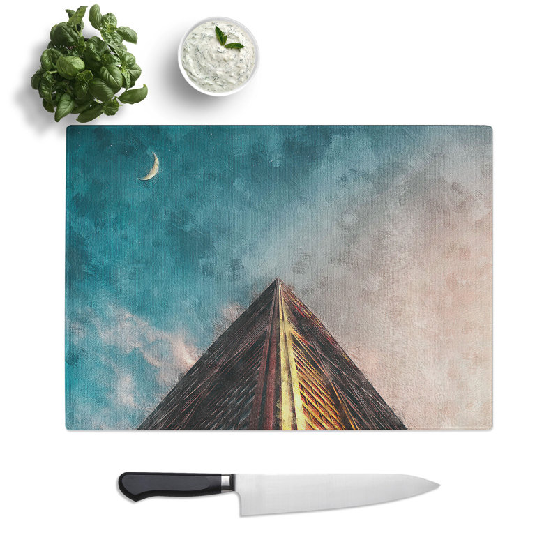 Tempered Glass Moon Above the Architecture Chopping Board, 20 cm x 28.5 cm