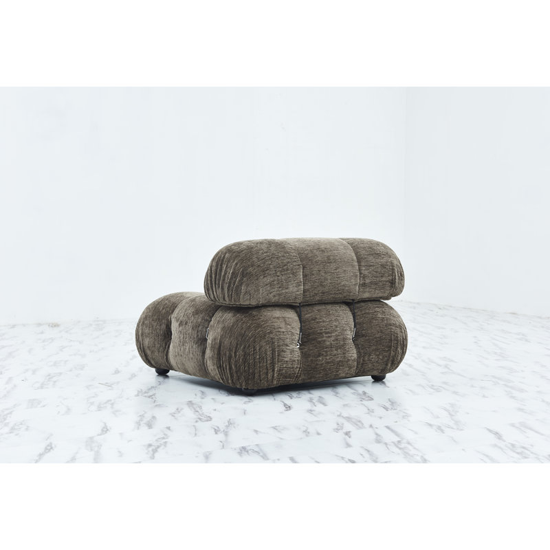 Warthman 38'' Wide Slipper Chair, Brown 100% Polyester
