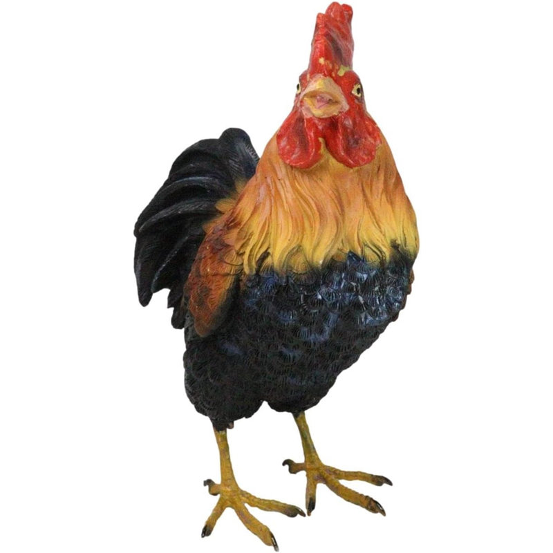 Rustic Western Proud Country Chicken Rooster In Stately Pose Figurine 8"Tall