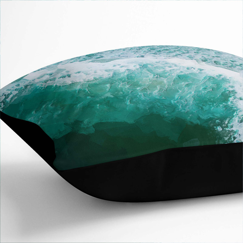 Patterns of the Ocean in Brazil Cushion with Filling, Black, 40cm H x 40cm W x 15cm D