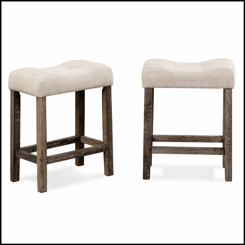 Ensemble de 2 tabourets à hauteur de comptoir capitonnés Sora, Brun, Beige